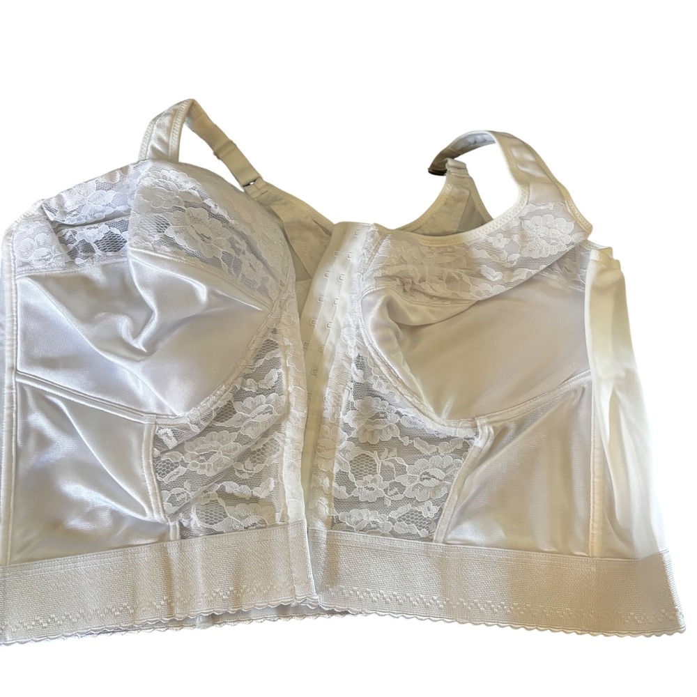 Comfort Choice Women's 46C White Lace Longline Bra Front Closure New